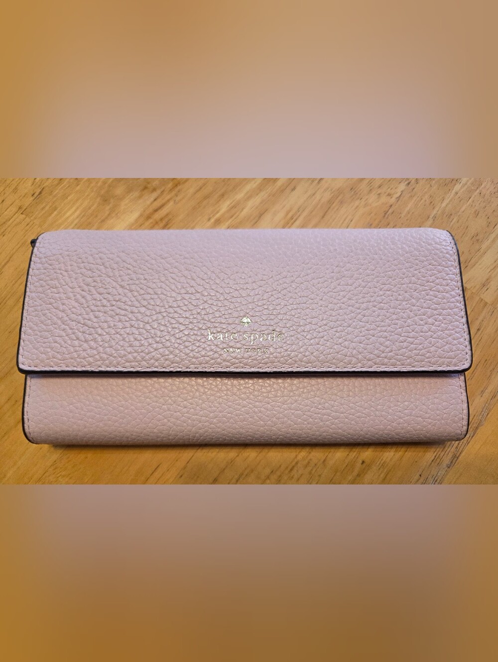 kate spade Pebbled Leather Flap Wallet — Light Pink/Baby Pink